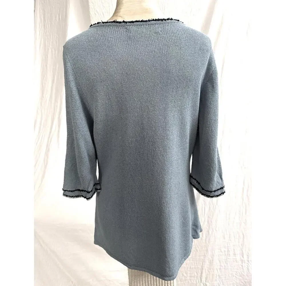 Ani Barrie elbow length blue knit - Picture 3 of 6